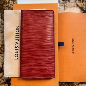 Louis Vuitton Red Epi Leather Checkbook Wallet Louis Vuitton